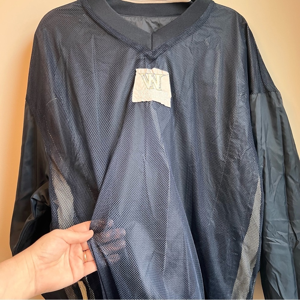 Navy and White Wingate Football Windbreaker Pullover - Picture 12 of 13